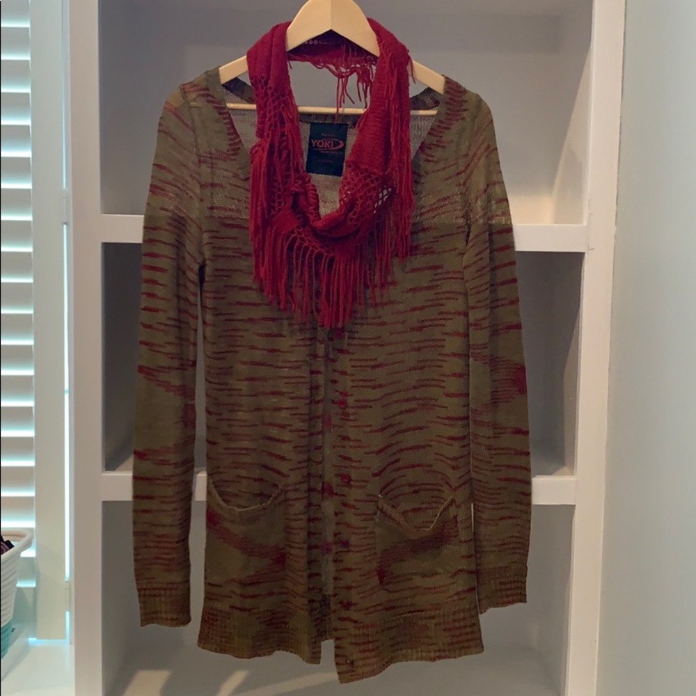 YOKI Cardigan with scarf